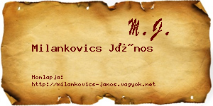 Milankovics János névjegykártya